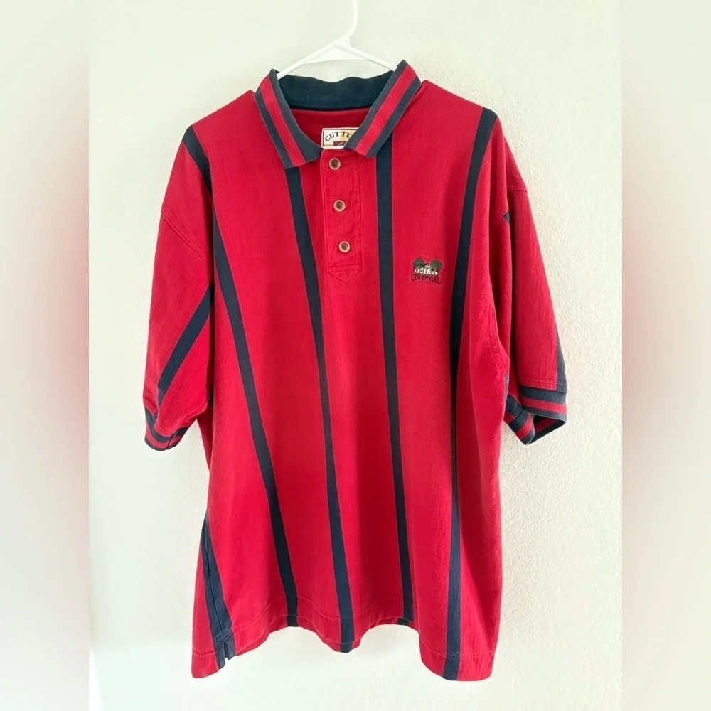 Vintage Striped Polo Shirt XL